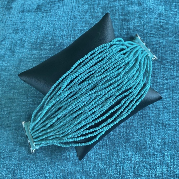 Turquoise Colored Beads Stretch Apple Watch Band - 42/44 MM - Picture 2 of 4